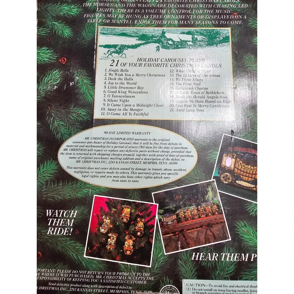 Mr Christmas Holiday Carousel Circa 1874 Animated Musical Ornaments Set Lighted